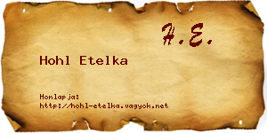 Hohl Etelka névjegykártya